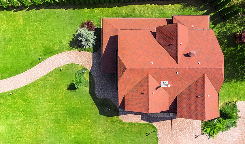 Overhead photo of a house