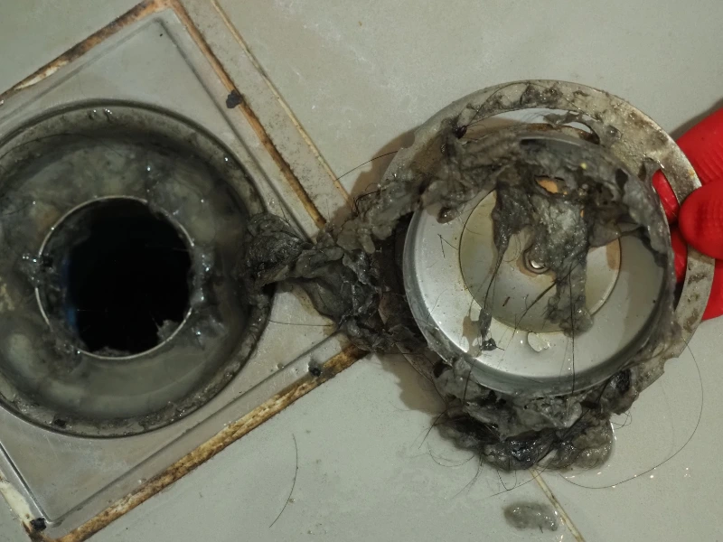 hair filled drain.